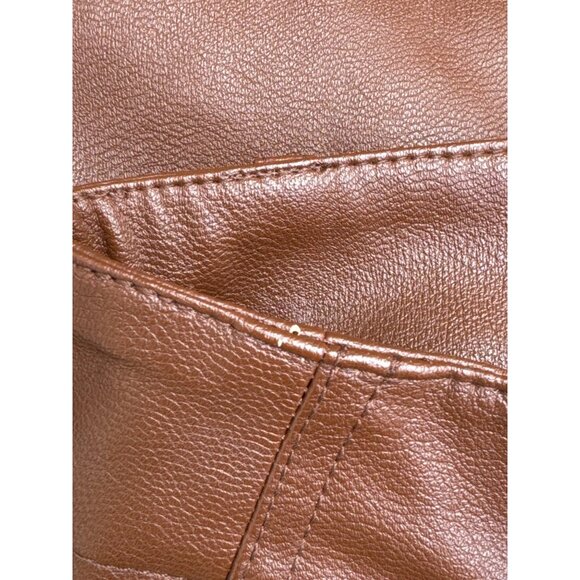 Wilfred Free Aritzia High-Waisted Brown Faux Leather Straight-Leg Pants Womens 4 - Picture 10 of 12
